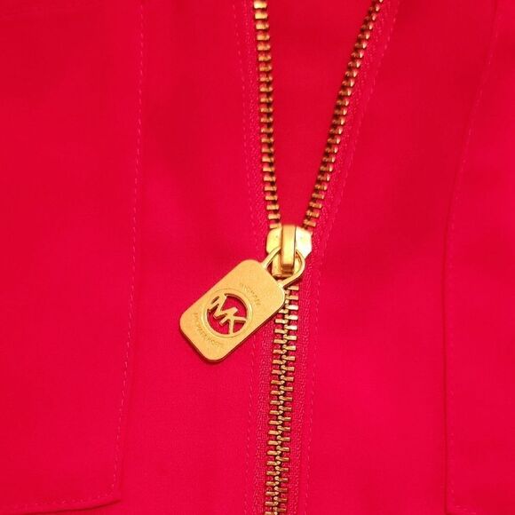 Michael Kors Vibrant Red Blouse with Gold Accents - Picture 7 of 10
